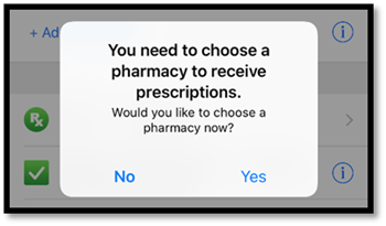 BayCareAnywhere screen for selecting a pharmacy