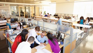 Interior Of Busy Modern Open Plan Office