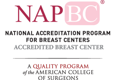 National Accreditation Program for Breast Centers Accredited Breast Center vertical logo. 
