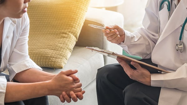 A patient is talking with her doctor.