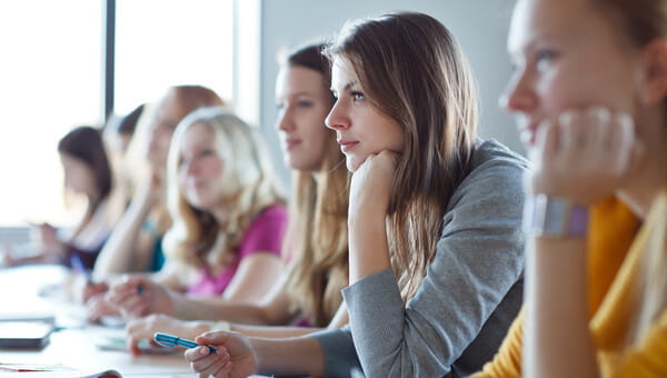 students learning in a class