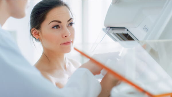 a woman in a doctors office